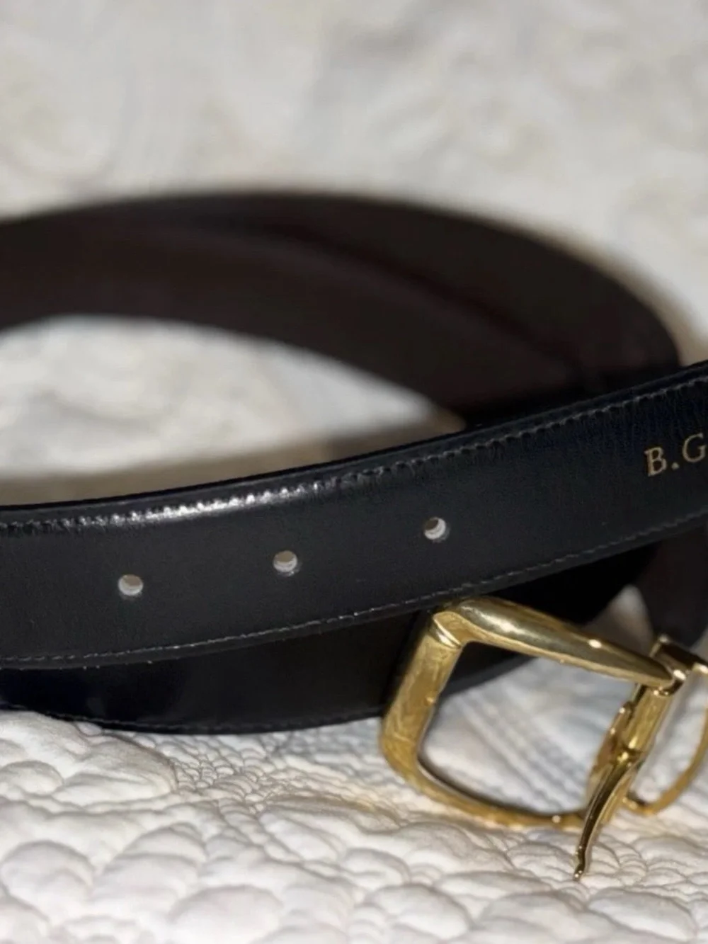 Gold Buckle Black Belt Unisex Size 48 inches XXL Made In Italy